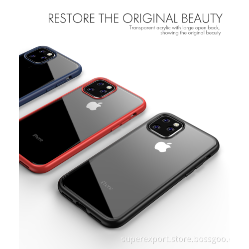 Transparent Hard PC Back Cover With Soft TPU Frame Phone Cases for iPhone 11